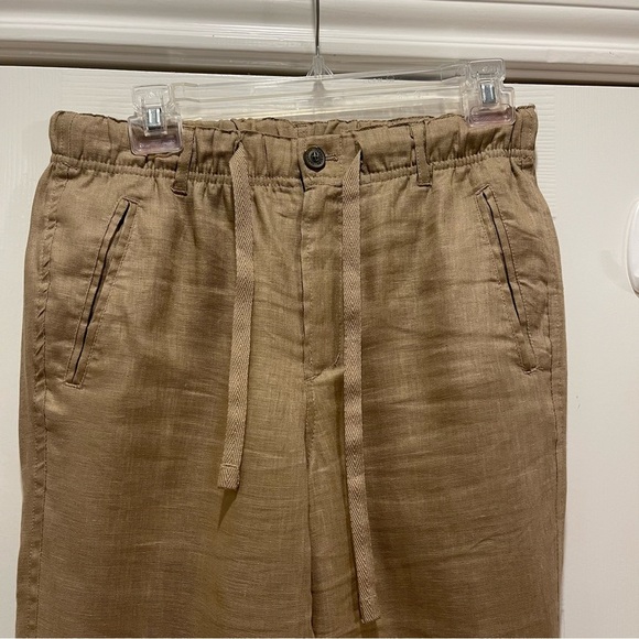 Tasso Elba Island Safari Tan 100% Linen Pants Women’s Small Drawstring Coastal - Picture 3 of 8